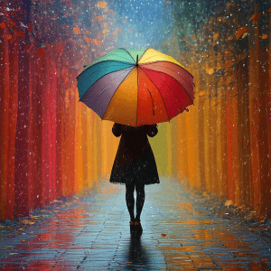 Enola Bar Club | Thessaloniki's LGBTQ+ Nightlife Destination 21 Rainbow Umbrella in a Storm: A person holding a rainbow-colored umbrella in a storm, symbolizing resilience and protection against the negativity of toxic people.